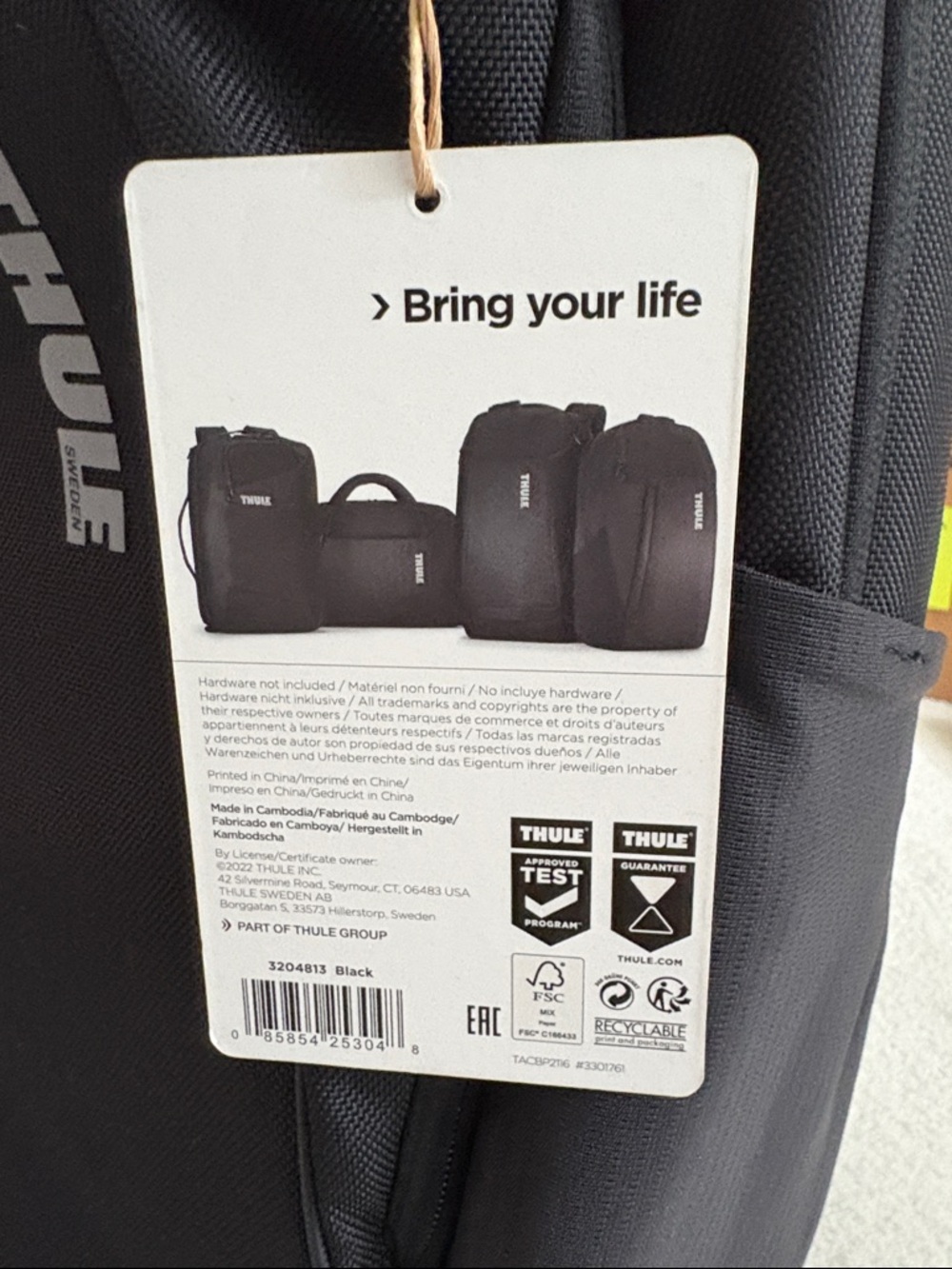 NWT Thule Black Men's Women’s Everyday Tech Laptop Travel Accent Backpack 23L - Picture 3 of 11